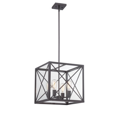 Lustre carré / rectangulaire à 4 lumières de style bougie Harlon