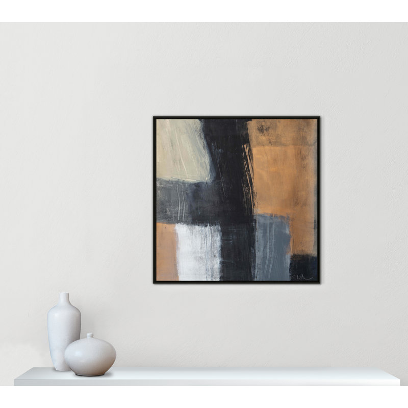 «Metallic Slate II» par Casa Fine Arts, H 37,5 po x l 37,5 po x P 2 po, Cadre flottant espresso
