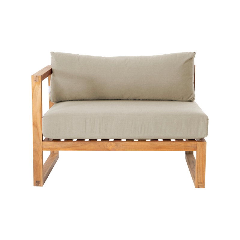 Méridienne d'extérieur en bois de teck Predag, Beige antique