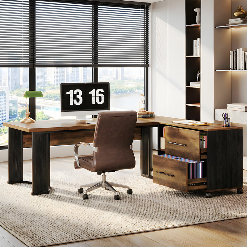 Barbrook Modular L-Shaped Executive Desk, Brown
