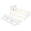 Lit simple blanc avec espace de rangement pour la tête de lit et prise - Tête de lit en bois massif, avec 3 tiroirs