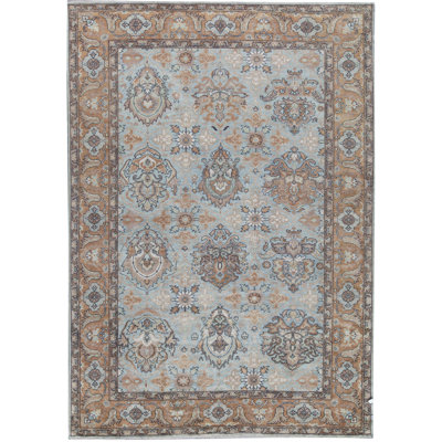 Tapis bleu noué à la main de haute qualité