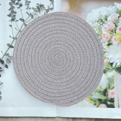 4 Piece Handmade Braided Cotton Cord Heat Resistant Round Placemats