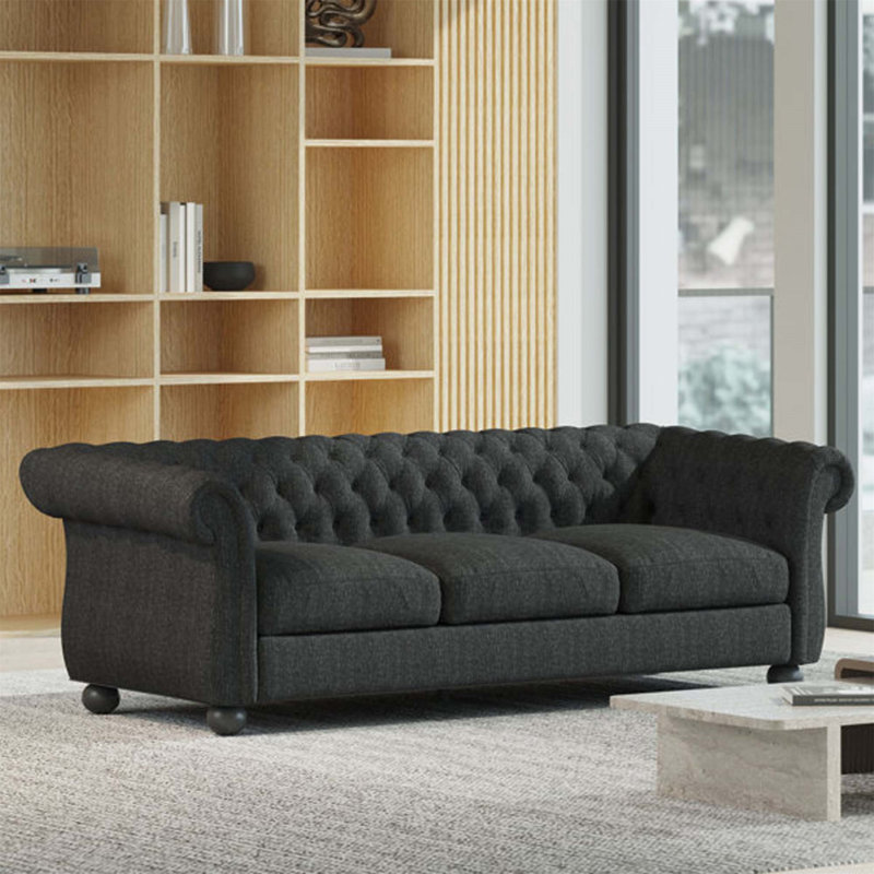 Canapé Chesterfield 84,5 po, Tissu noir