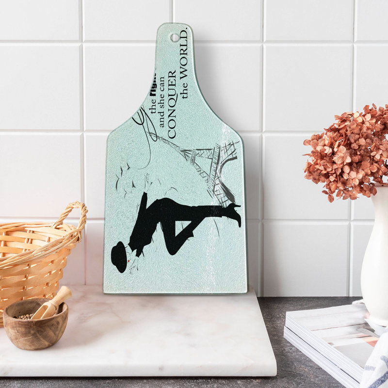 «Ambesonne Saying», planche à découper en verre trempé, personnage dansant, blanc, noir
