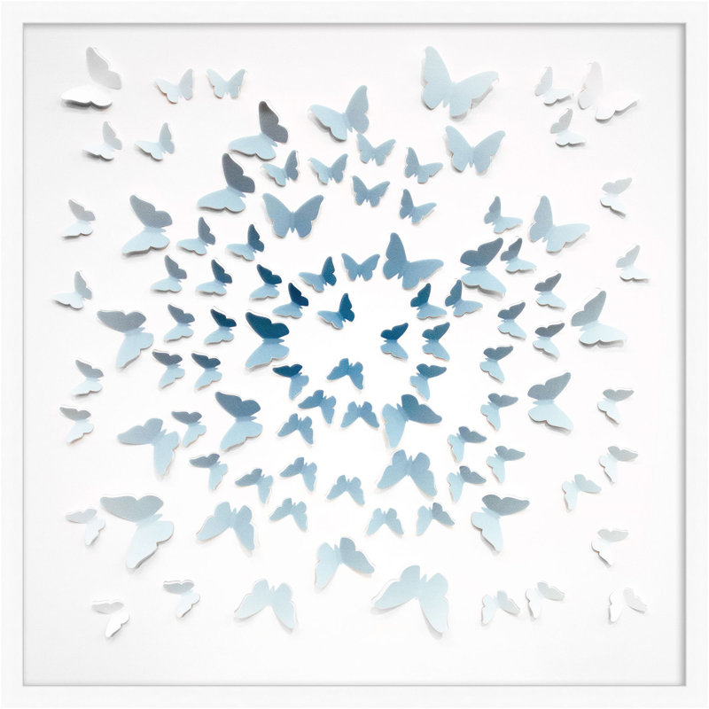 Square Ombre Blue and White Butterfly Shadowbox Art