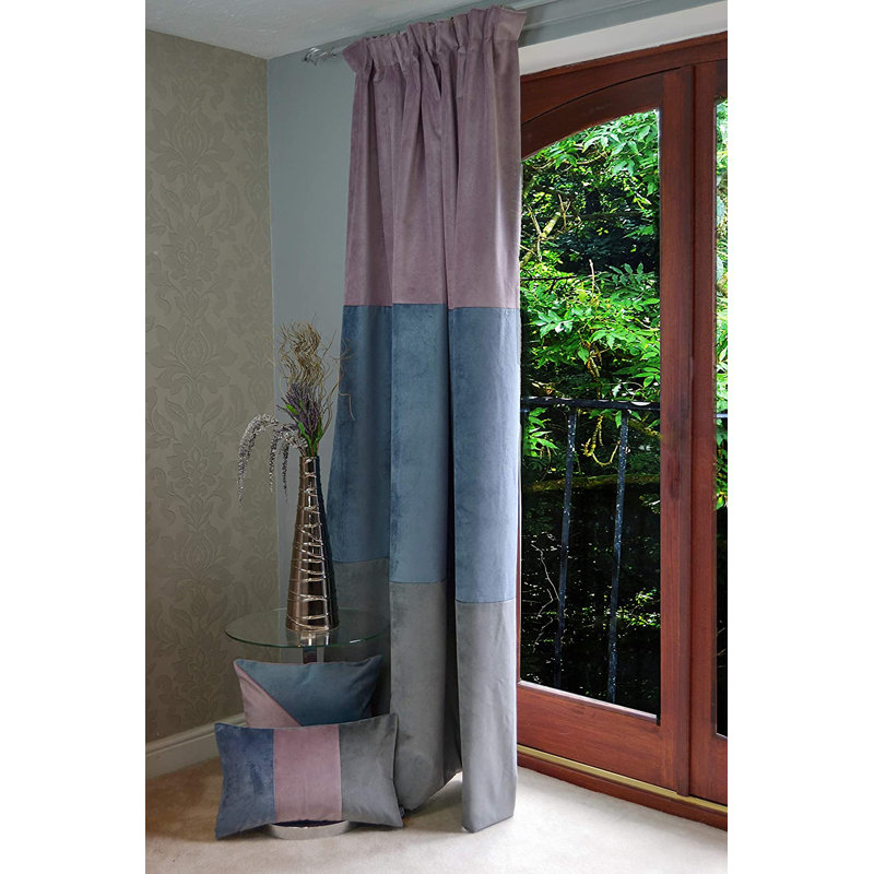 Crosdaile Room Darkening Curtain Pair, Width 116 x Drop 137 cm, Blue/Purple/Grey