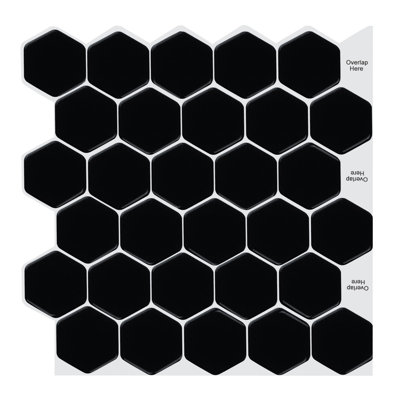 Carreau de mosaïque auto-adhésif en PVC 12 po x 12 po Hexagon