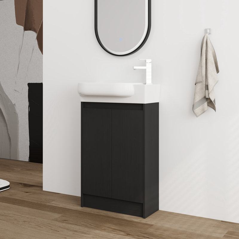 23'' Single Bathroom Vanity with Ceramic Top, Black