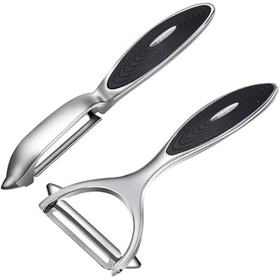 Légumes, éplucheurs de pommes pour la cuisine, fruits, carottes, légumes, éplucheurs de pommes de terre, éplucheurs en acier inoxydable en forme de Y et en I, avec poignée antidérapante ergonomique et lame tranchante, bonne robustesse (2 pièces)