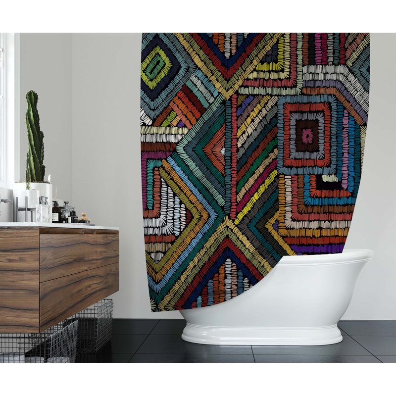 Geometric Shower Curtain, 90" H x 70" W