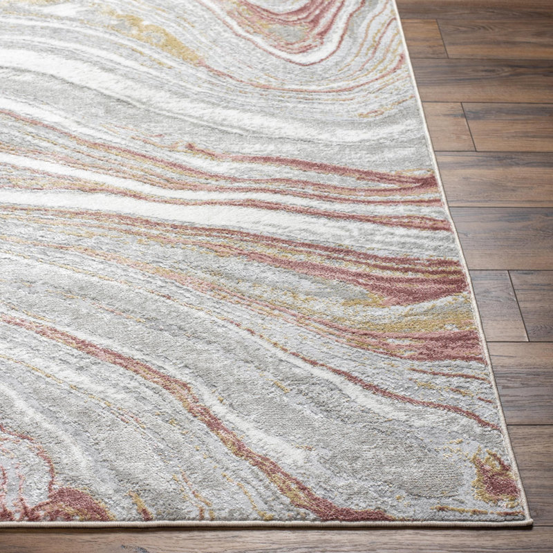 Austrina Dieter Abstract Pink Area Rug, Rectangle 5'3" x 7'