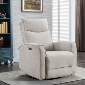 dickie 29.1'' wide modern and soft touch fabric swivel and glider power recliner chair with usb port