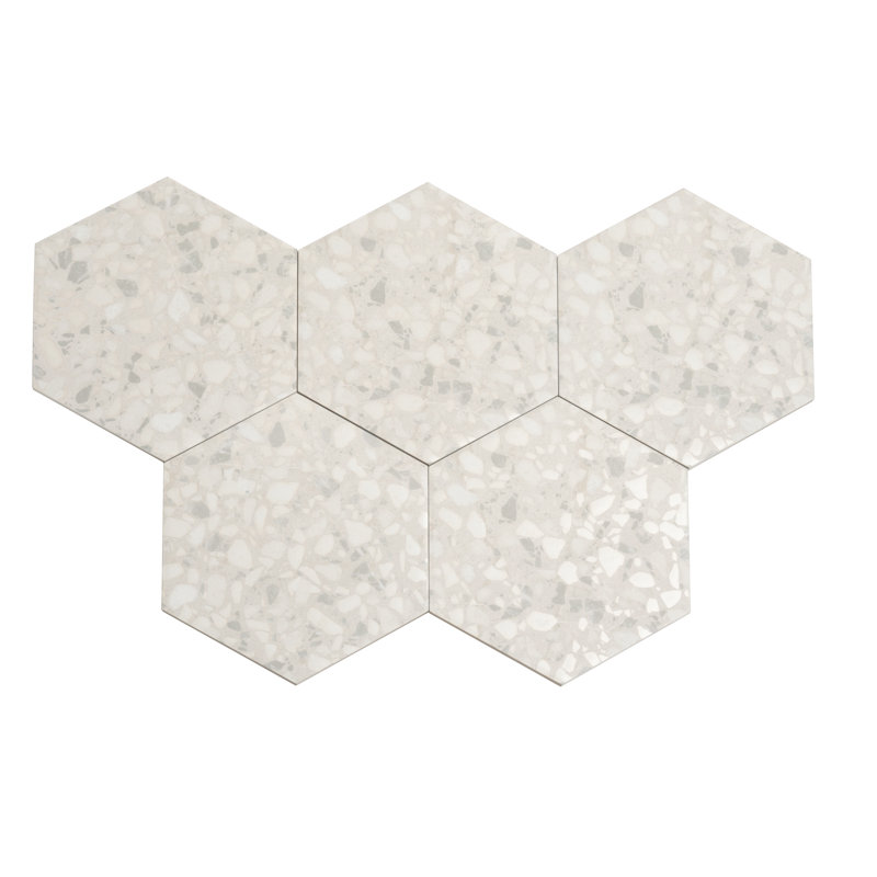 Zenith 9 X 11 In. Matte Porcelain Hexagon Wall And Floor Tile (8.07 Sq Ft/Case) - 16 Pack, Soft Ivory-Beige