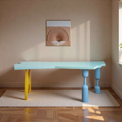 Colourful Creative Design Shaped Ash Wood Desk