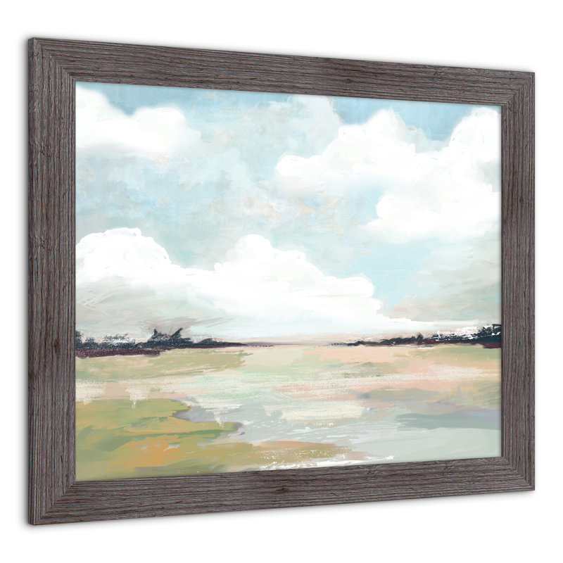 Gray Framed Cloud Landscape Painting Print