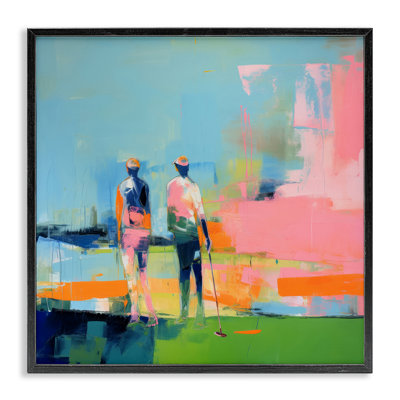 Abstract Golfing Scene White Framed Giclee Art by Irena Orlov
