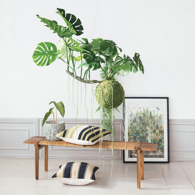 Faux Monstera Plant in Kokedama Hanger