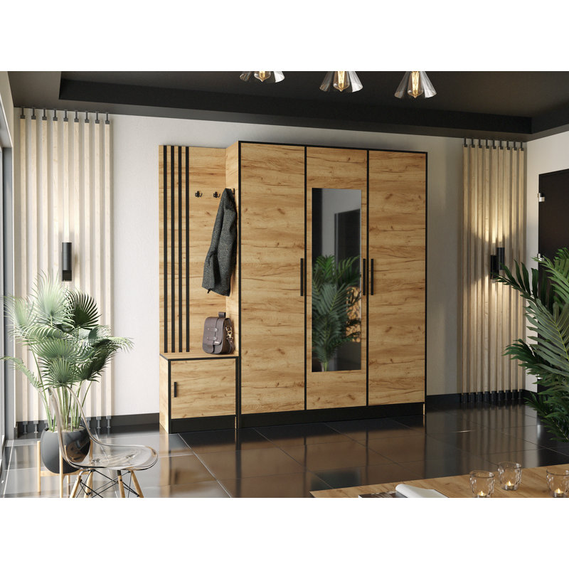 Alhareth 3 Door Wardrobe, Natural