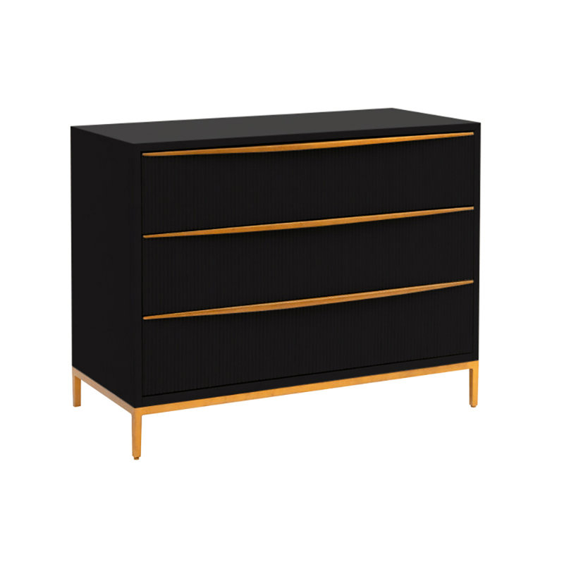 London 3-Drawers Cabinet In Antique White, Tricorn Black