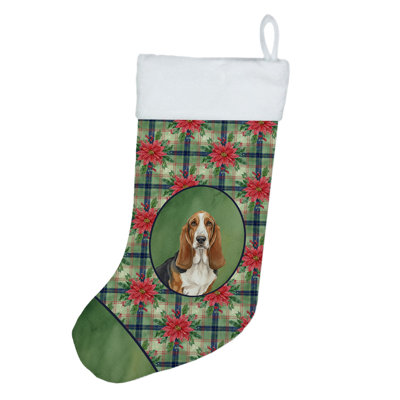 Bas de Noël tricolore et blanc Basset Hound