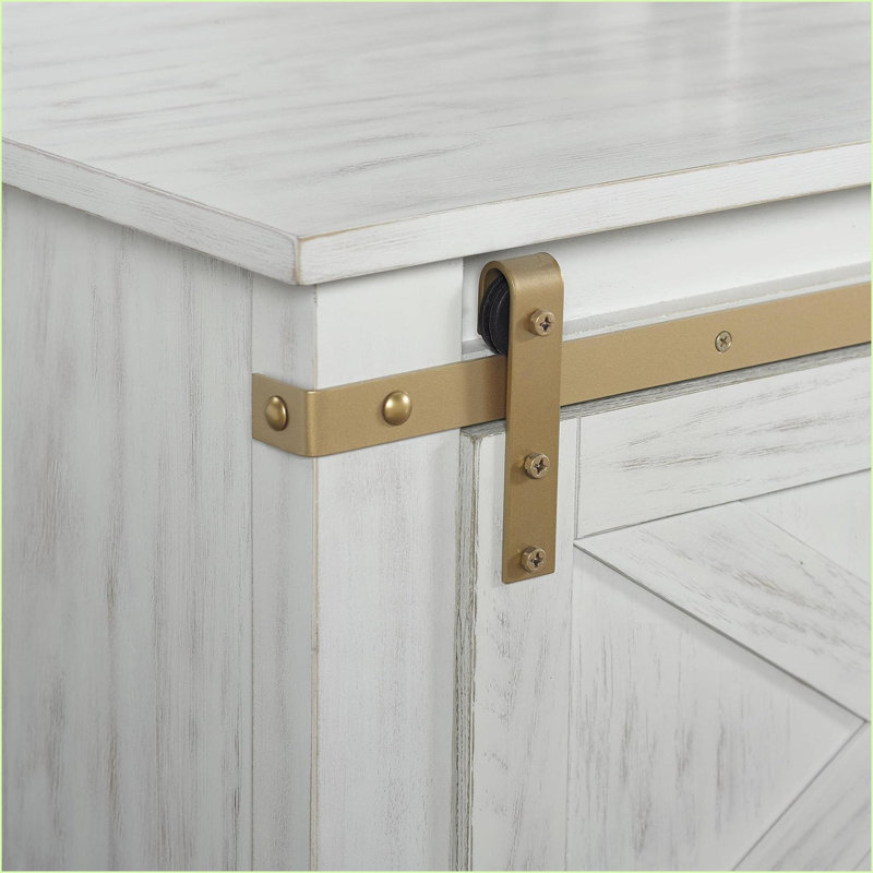 Blanc antique Table basse dorée rustique avec tiroir à double accès et amp; Tablette ouverte pour le salon