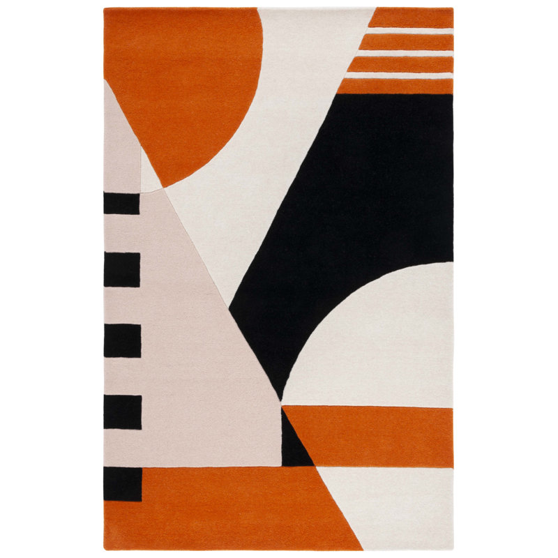 Tapis ivoire / rouille Hiro, Rectangle 5 pi x 8 pi