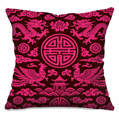 Pink Oriental Dragons Double Sided Throw Pillows
