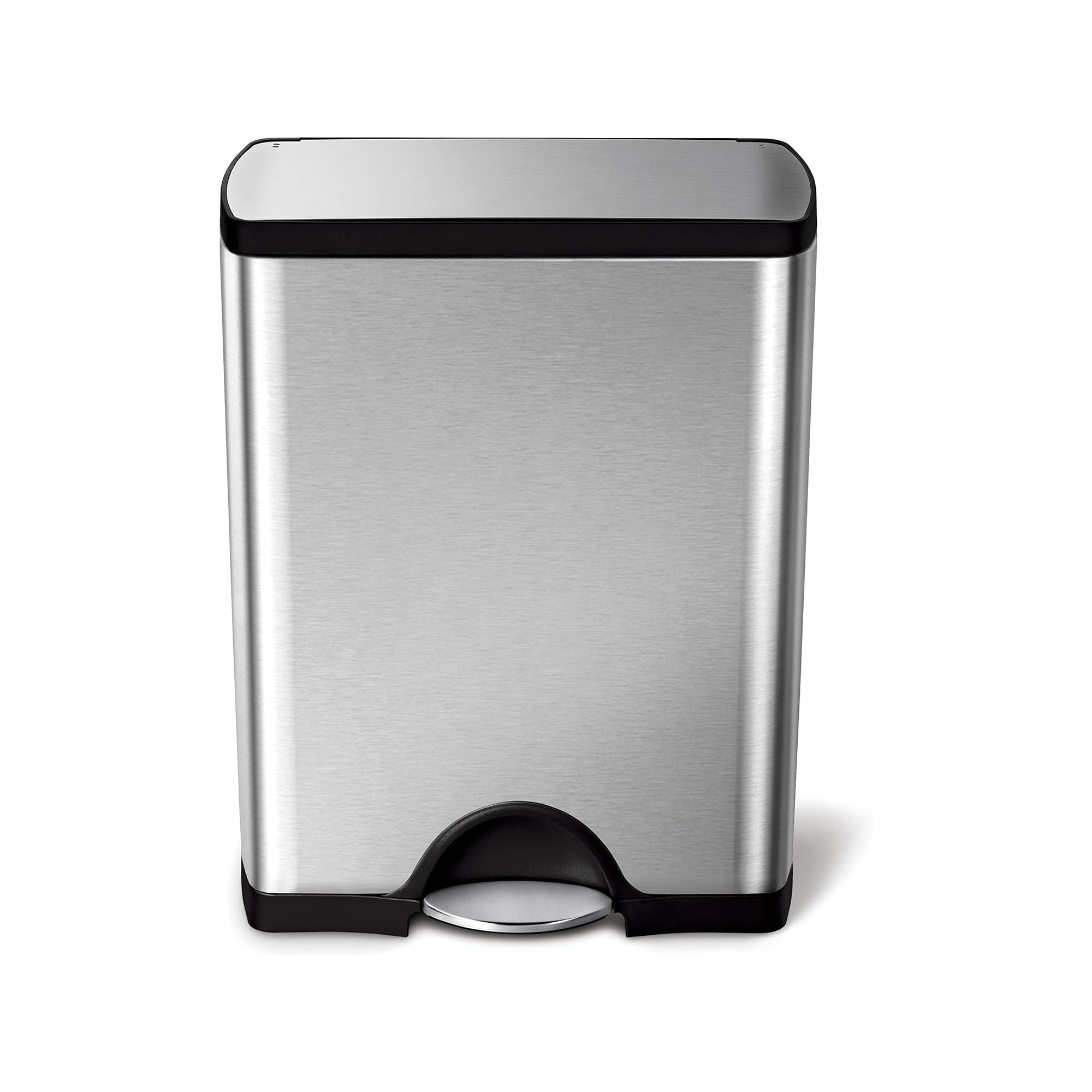simplehuman 50 Liter / 13.0 Gallon Rectangular Kitchen Step Trash Can, Brushed Stainless Steel