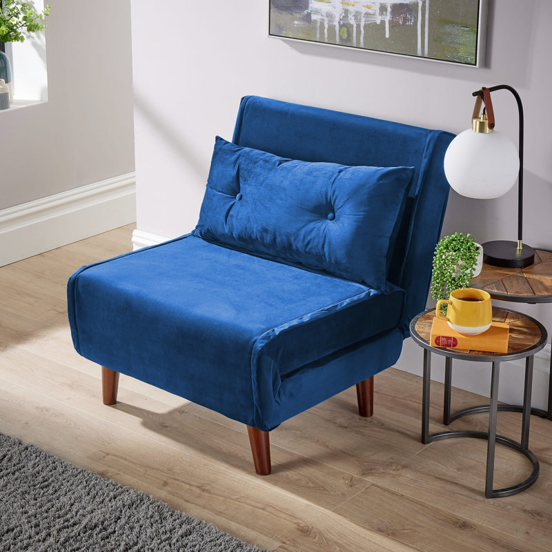 Lonara One Seater Upholstered Single Sofa Bed, Blue