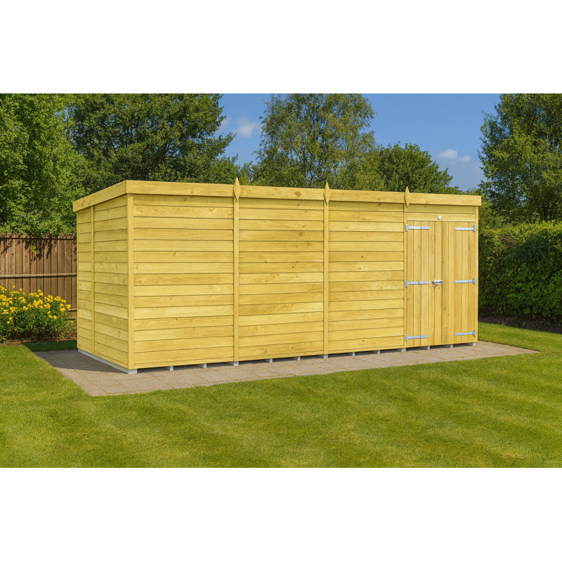 15ft x 6ft Pent Shed - Double Door without Windows