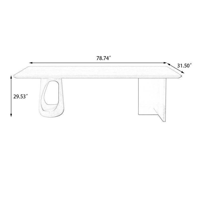 Brown Rectangular Solid Wood desk, 29.6" H x 78.8" W x 31.5" D