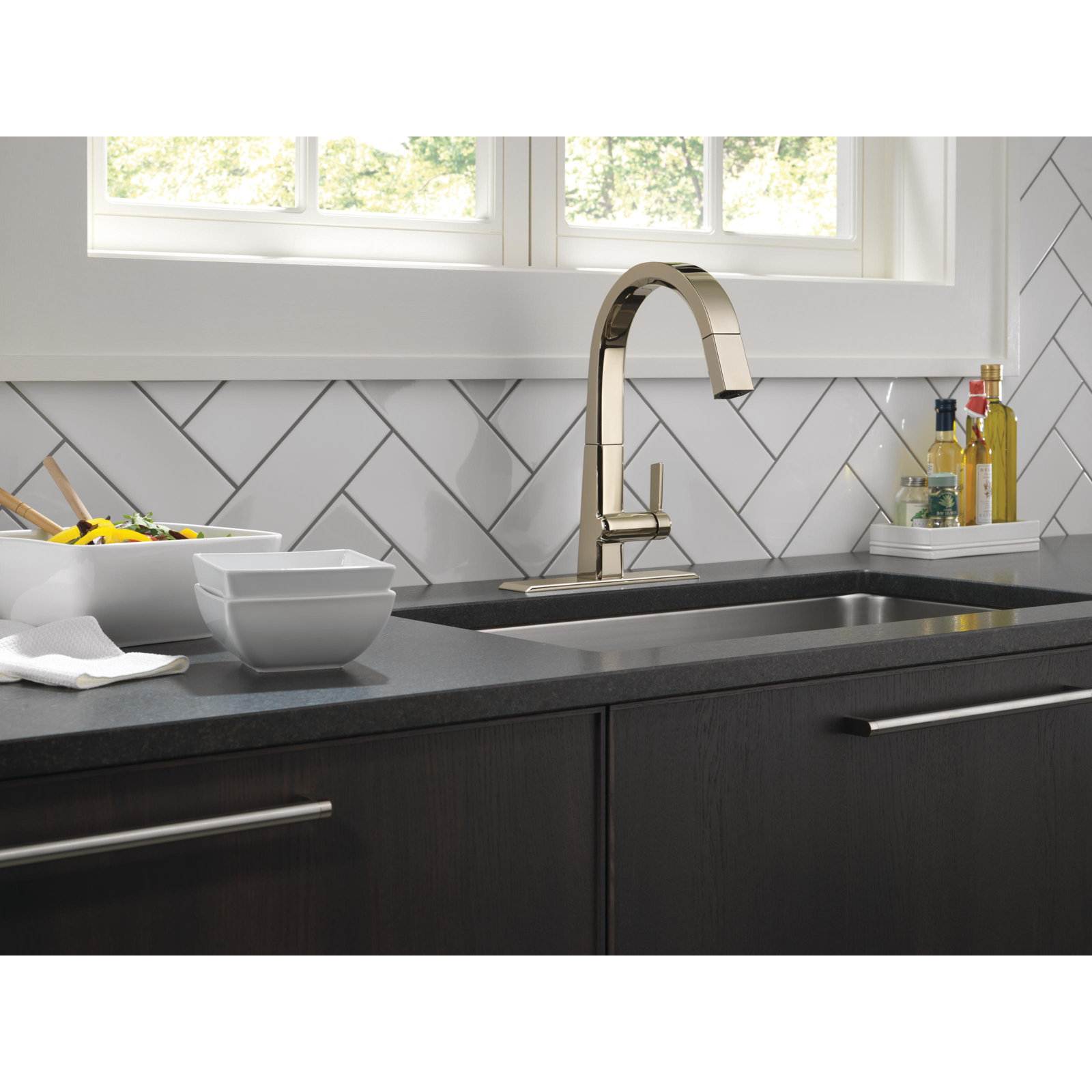 Pivotal Pull-Down Kitchen Faucet, Polished Nickel
