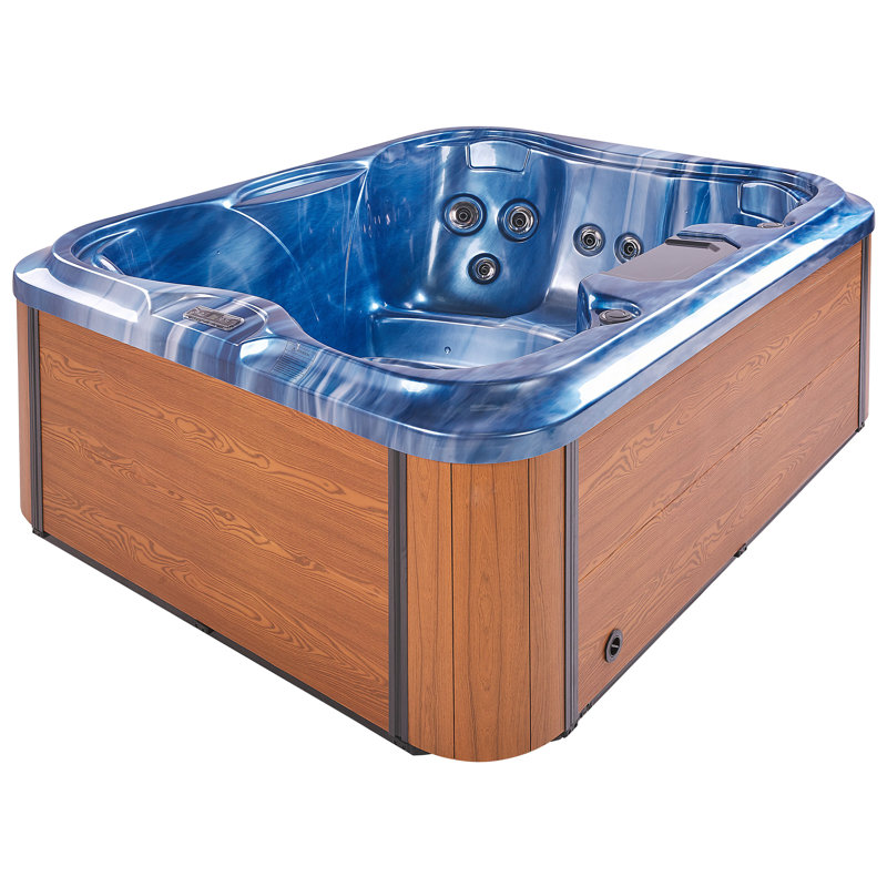 Allionna Square Hot Tub With LED Blue, Brown/Blue