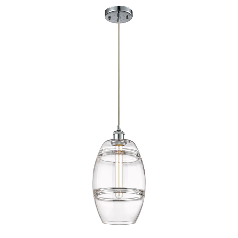 Luminaire suspendu 1 lumière Absalat, H 9,88 po x l 8 po x P 8 po, Transparent, Chrome poli