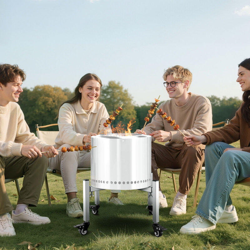 Fire Pit Stand 15-27 Inch Adjustable with 4 Casters for Solo Stove Bonfire