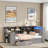 Wood Daybed With Storage Shelves, 2 Drawers, Charging Station, Led, Desk And Upholstered Headboard-474995506-474995504