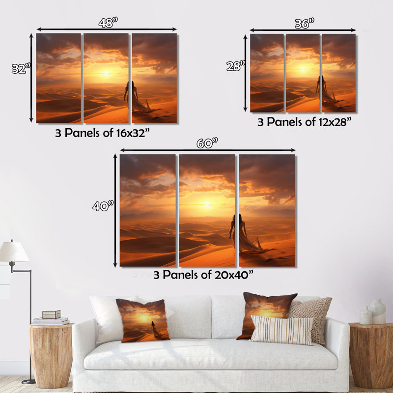 Desert Oasis I 3 pièces, H 28 po x l 36 po x P 1 po