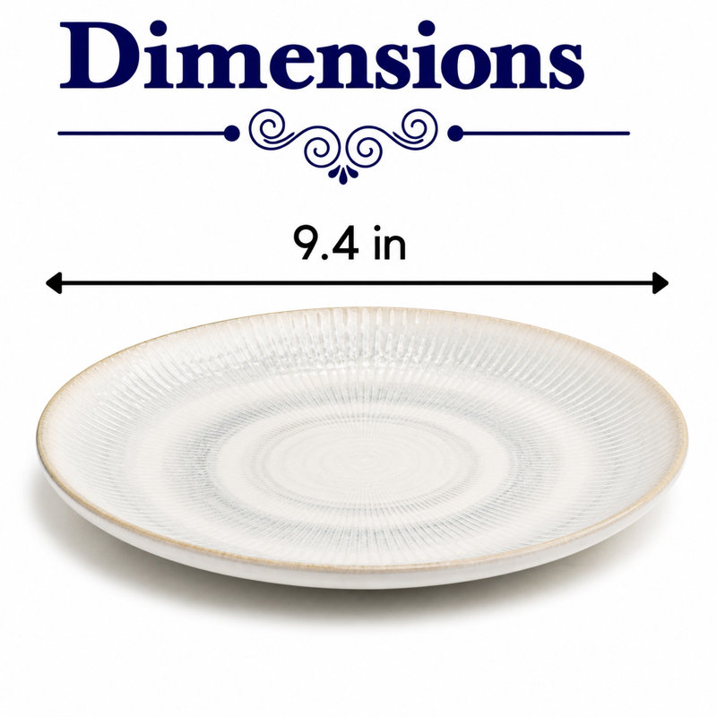 Assiette ronde en porcelaine Paros-Shell Aqua Premium, 9.5x9.5x0.98"