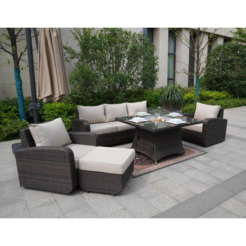 6 - Person Patio Conversation Set with Cushions