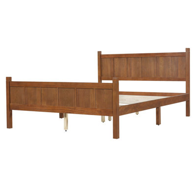 Flat Panel Bed with Headboard & Footboard, Minimalist Modern Platform Bed with Wood Grain Finish, Shaker and Farmhouse Style Design