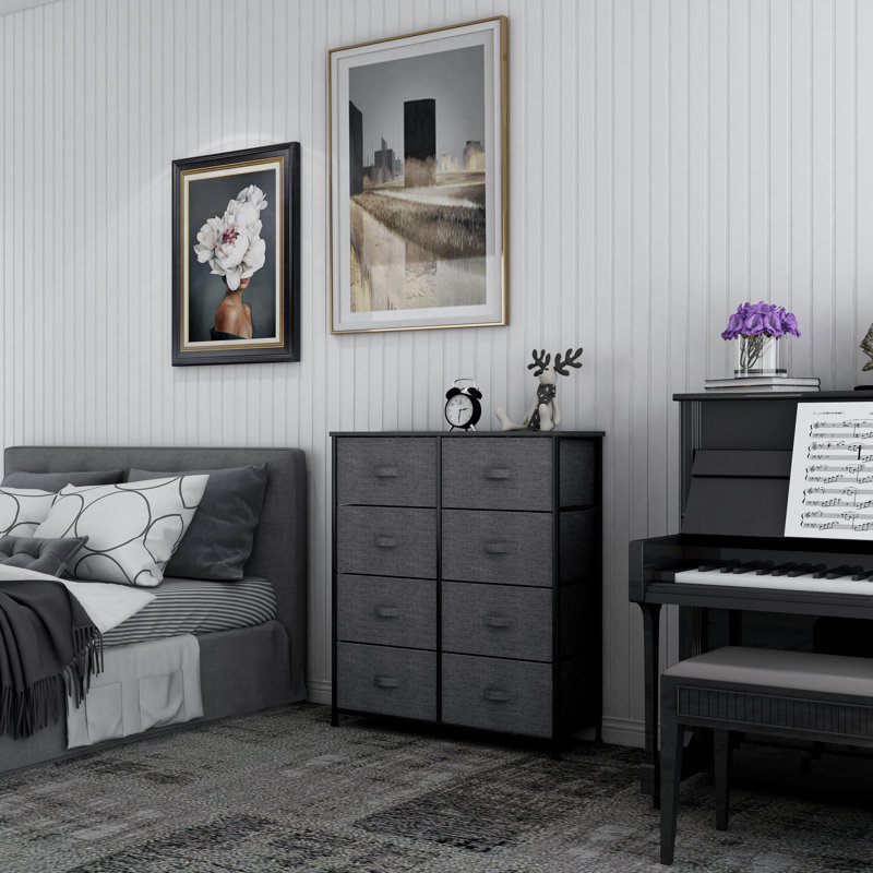 Commode 8 tiroirs Kitchell, Charbon/Noir