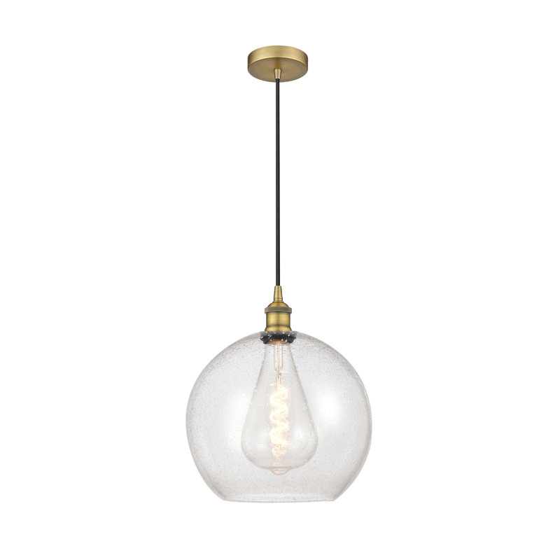 Luminaire suspendu sphère 1 lumière Ralph, Laiton brossé, Bullé