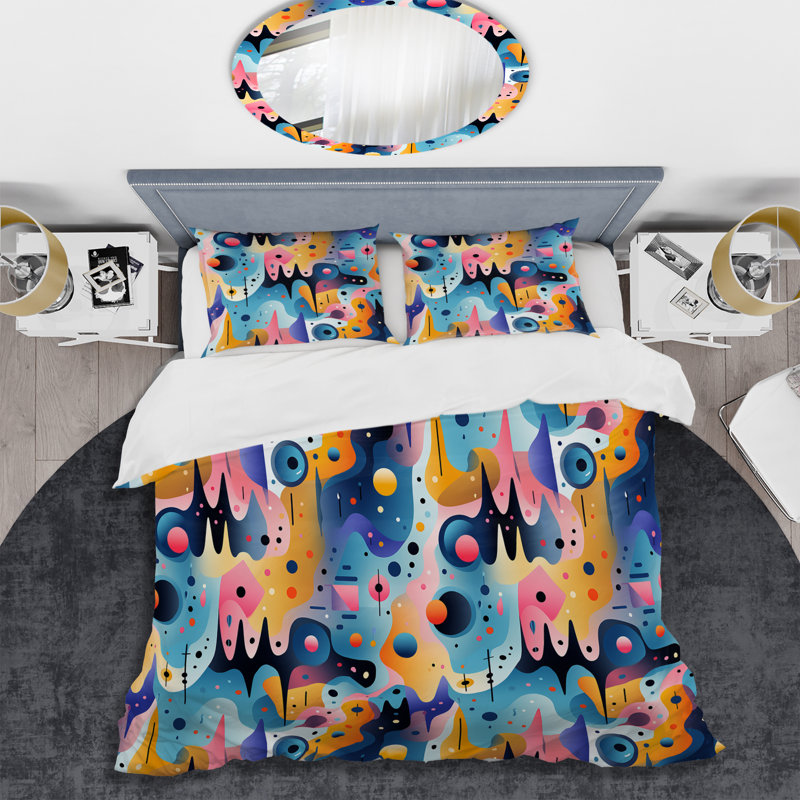 Ensemble de housse de couette multicolore Funky Cool, Housse de couette pour très grand lit et 2 très