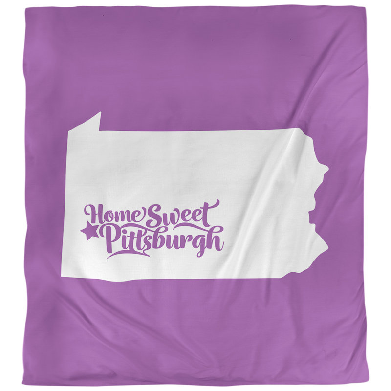 Housse de couette réversible simple Pittsburgh Pennsylvania, Housse de couette pour grand lit, Violet, Polyester brossé