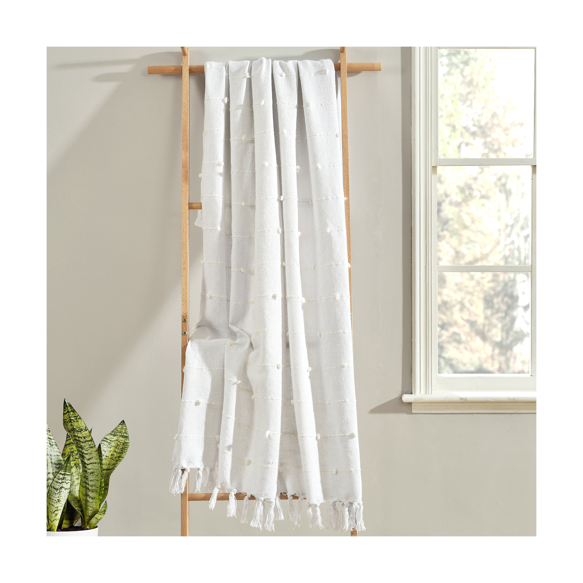 Hand Woven Throw Blanket, White