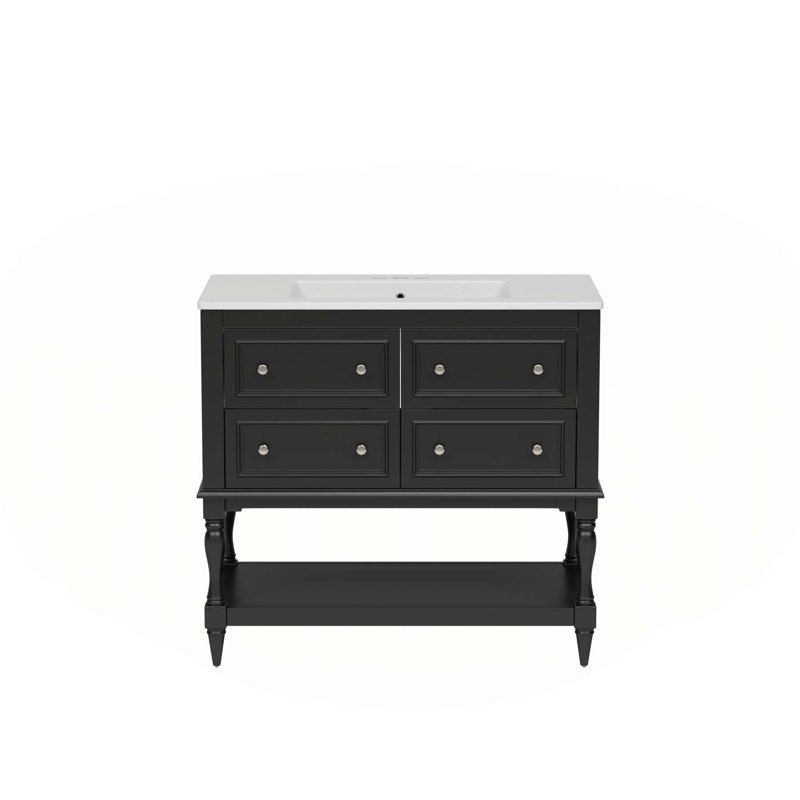 Meuble-lavabo moderne avec de nombreuses fonctionnalités, Noir, noir, noir, noir
