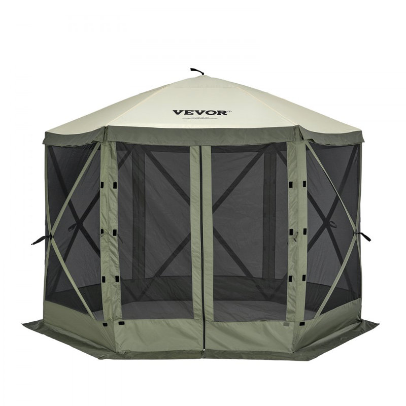 Pop Up Gazebo Tent, Pop-Up Screen Tent 6 Sided Canopy Sun Shelter with 6 Removable Privacy Wind Cloths & Mesh Windows, 10x10FT Quick Set Screen Tent with Mosquito Netting,