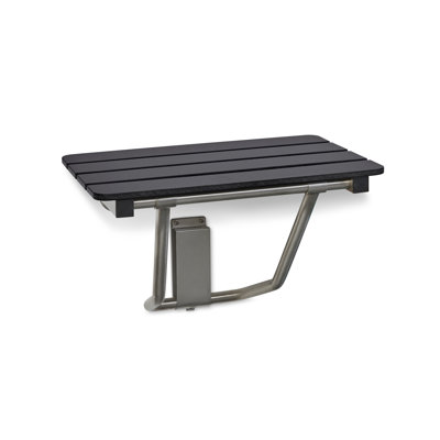 32-inch x 15-inch ADA Folding Wall Mount Bathroom Shower Seat Bench, Black Slatted Phenolic Seat