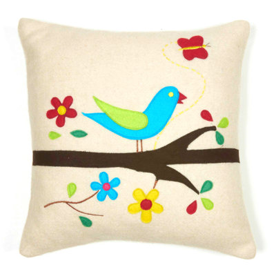 Coussin en laine d’oiseau passion